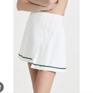 Tory Sport Tech Twill Pleated White And Evergreen Tennis Skirt NWT 6